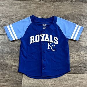 MLB Kansas City Royals KC Baseball Jersey Shirt Blue Button Up -  Toddler 2T